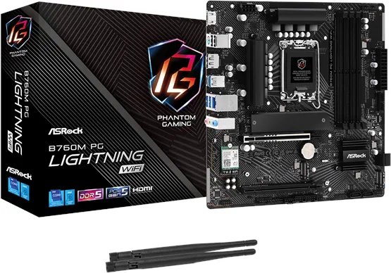 ASRock B760M PG LIGHTNING WIFI Bundkort - Intel B760 - Intel LGA1700 socket - DDR5 RAM - Micro-ATX